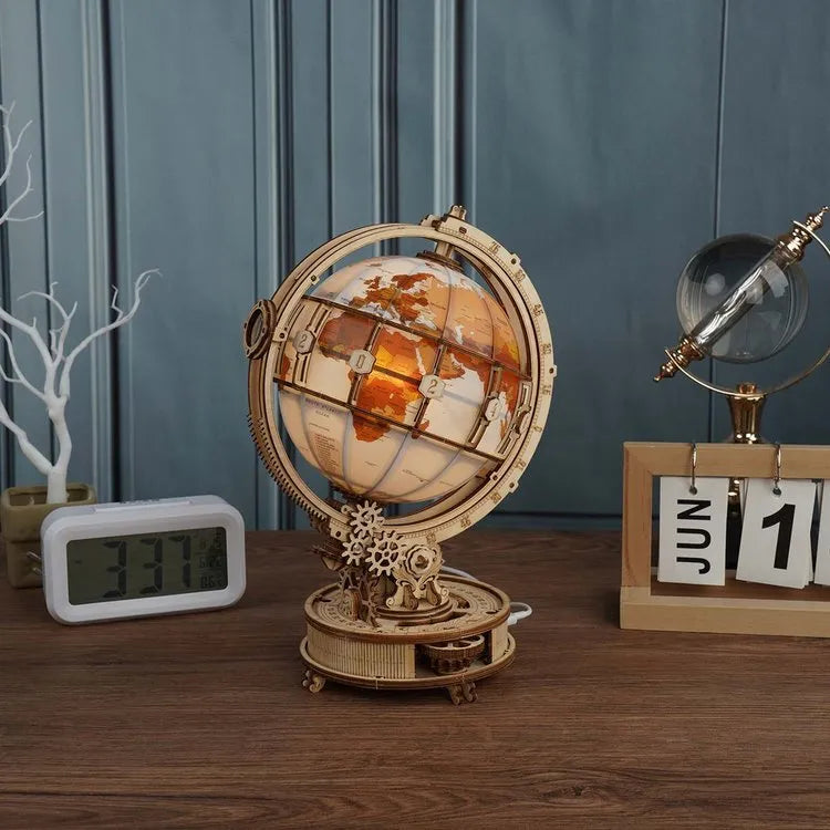 ROKR Luminous Globe 3D Träpussel Ljus Jordglob med Nattlampa