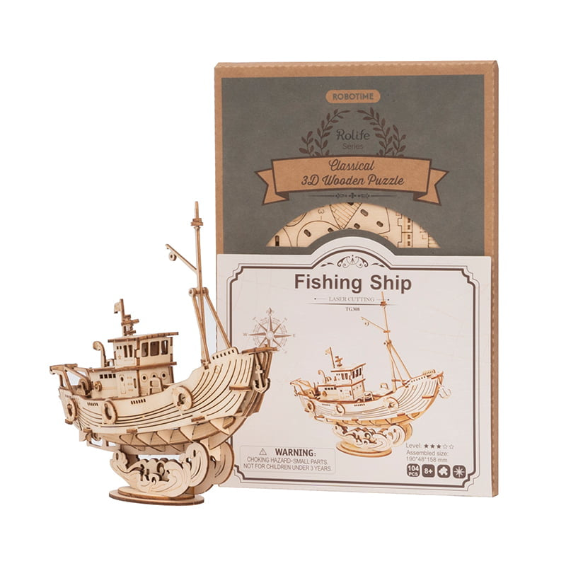 Rolife Fishing Ship Model 3D Wooden Puzzle TG308