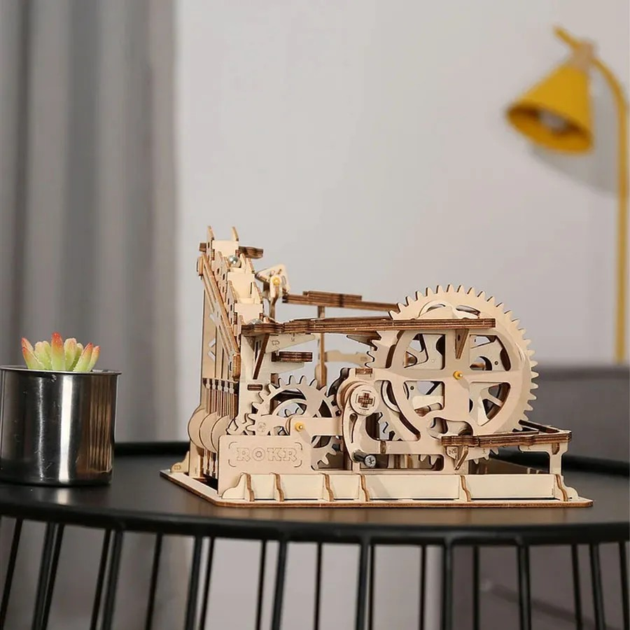 ROKR Marble Parkour DIY Wooden Puzzle Marble Run Kit with Gears