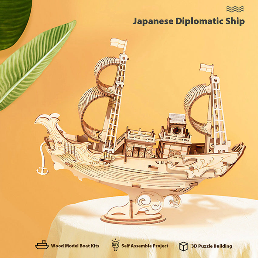 Rolife Sailing Ship 3D Träpussel DIY Elegant Segelfartyg