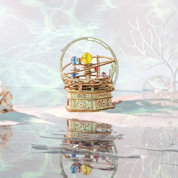 ROKR Starry Night Vintage Orrery DIY Speldosa i Trä med Solsystem Modell