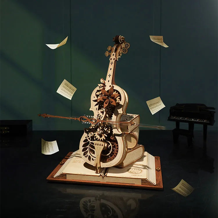 ROKR Magic Cello 3D Träpussel Speldosa med Cello Melodi