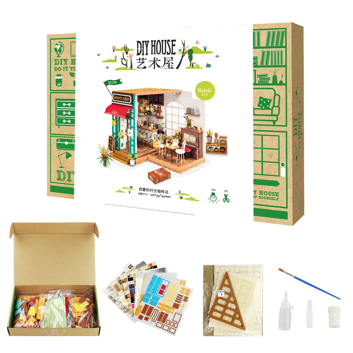 Rolife Simon’s Coffee Shop DIY Miniature Dollhouse Kit DG109