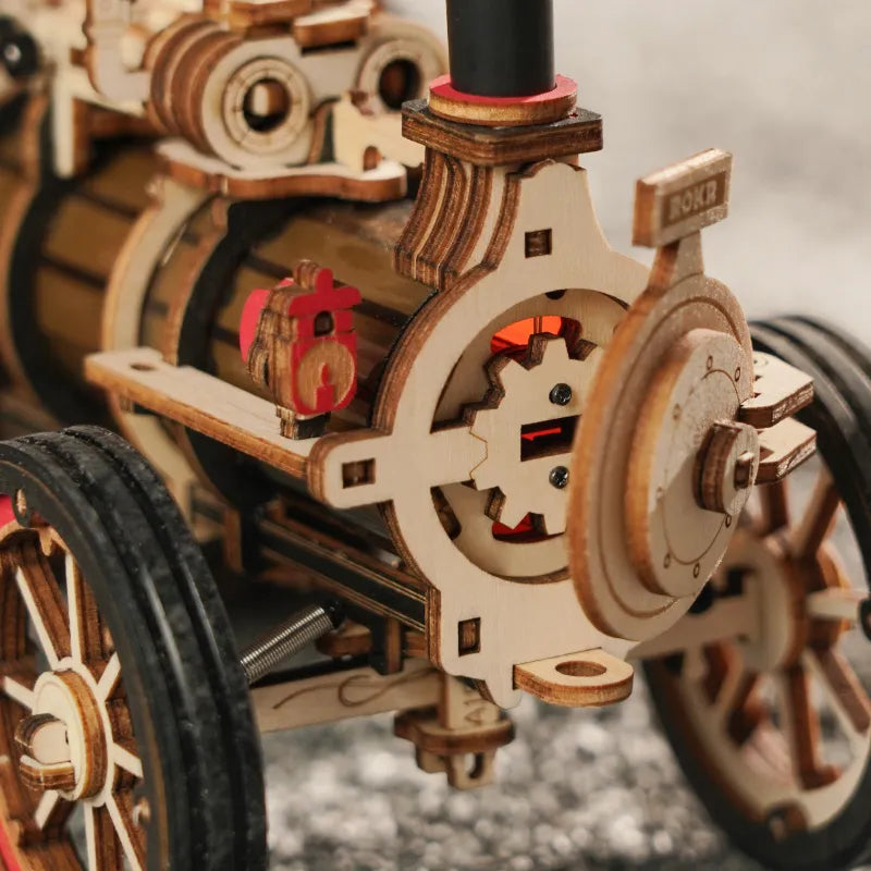 ROKR Steam Engine 3D Träpussel Detaljerad Ångmaskin Modell