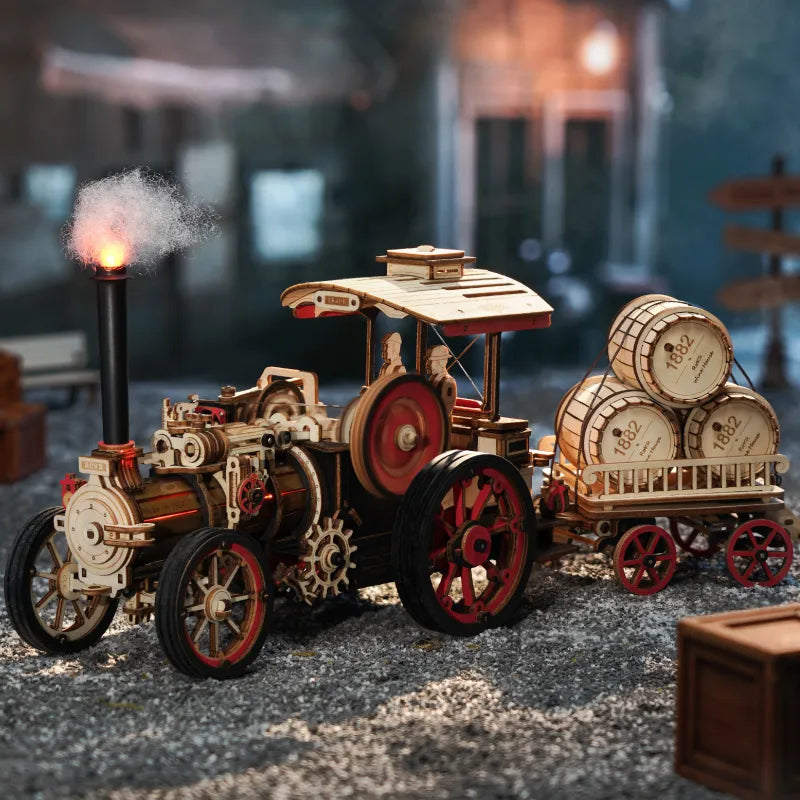 ROKR Steam Engine 3D Träpussel Detaljerad Ångmaskin Modell