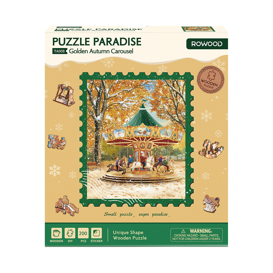 Rowood Golden Autumn Carousel Wooden Jigsaw Puzzle TA008