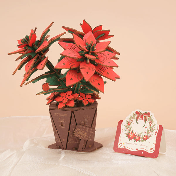 Rowood Poinsettia DIY Wooden Flower 3D Puzzle TF001