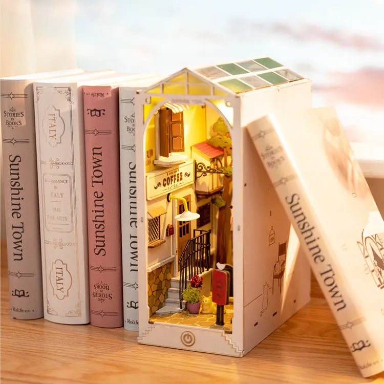 Rolife Sunshine Town Kreativt 3D Trä DIY Miniatyrhus med LED-ljus