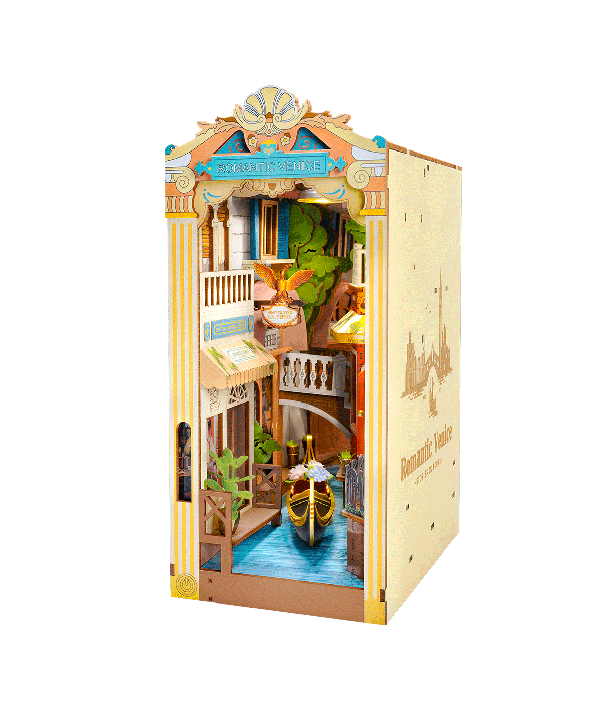Rolife Romantic Venice Book Nook DIY Miniatyrmodell med Venedig-tema