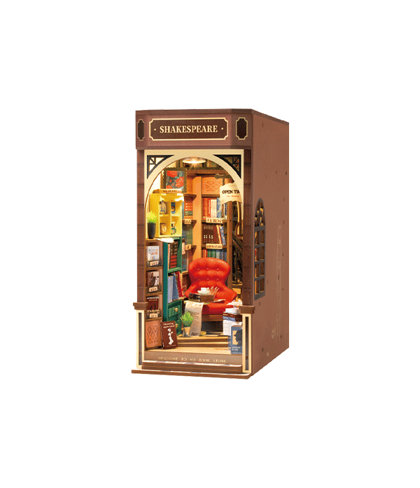 Rolife Bookstore Book Nook DIY Miniatyrbokhandel med Retrokänsla