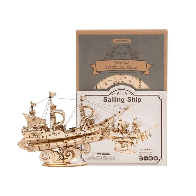 Rolife Sailing Ship 3D Träpussel DIY Elegant Segelfartyg