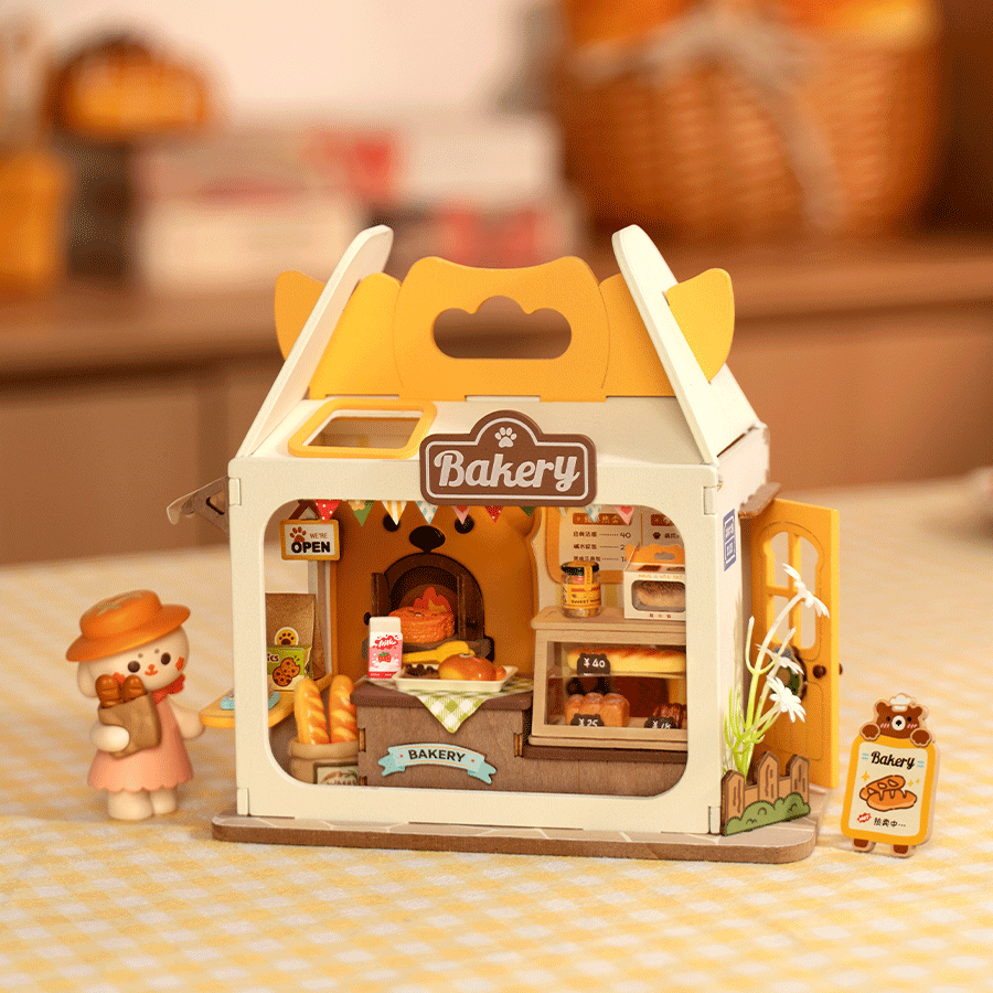 Rolife Teddy’s Breadbox DIY Miniature House Kit with Warm Light