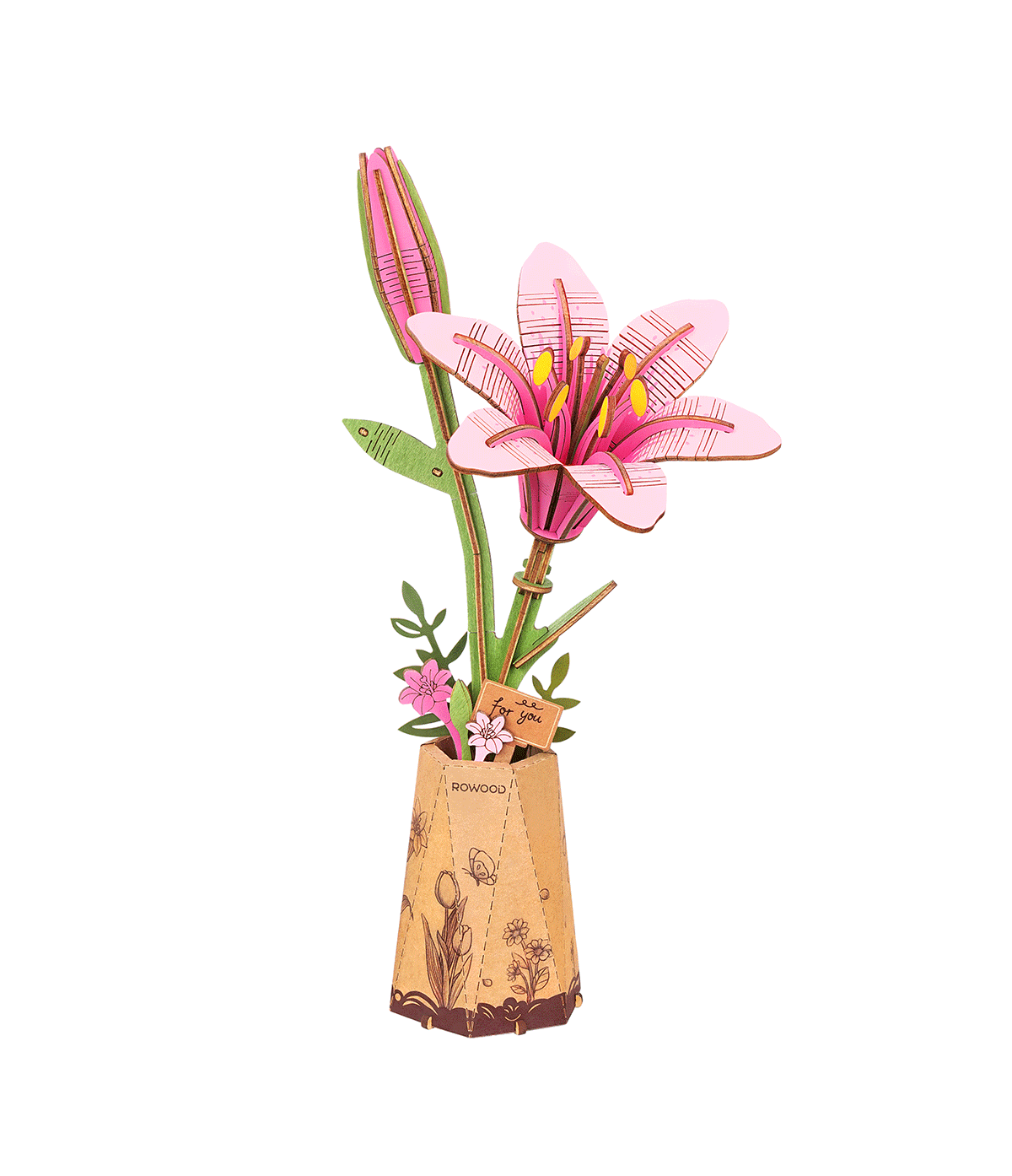 Rowood Wooden Flowers DIY Kit med Färdiga Färger Träblommor i Bukett