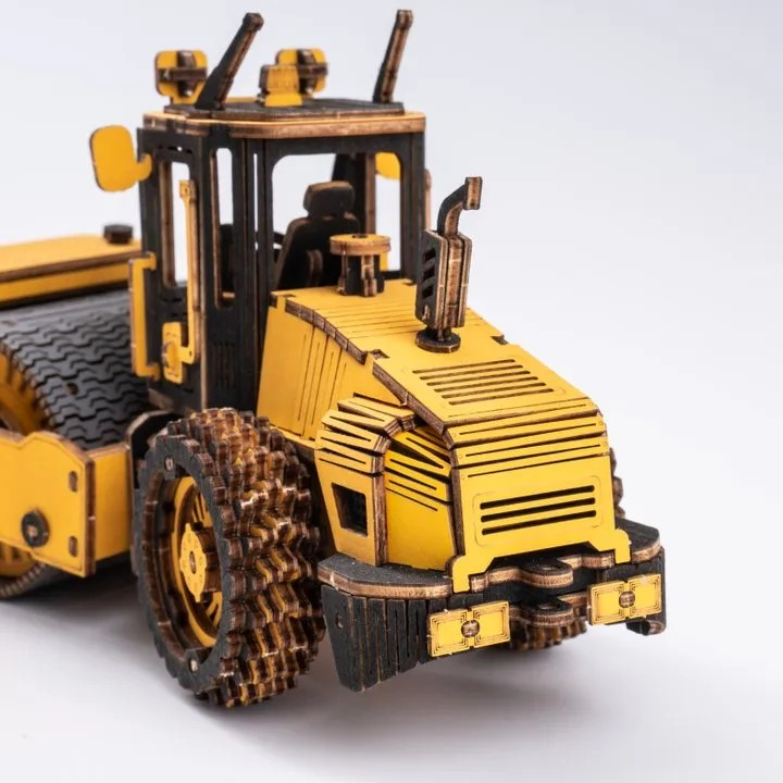 ROKR Road Roller 3D Träpussel Rolig Byggsats för Barn och Vuxna