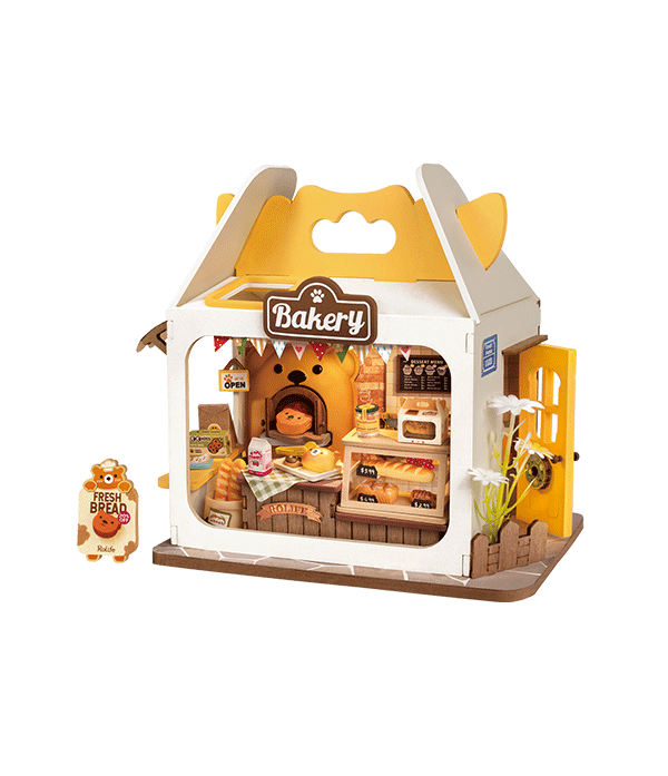 Rolife Teddy’s Breadbox DIY Miniature House Kit with Warm Light