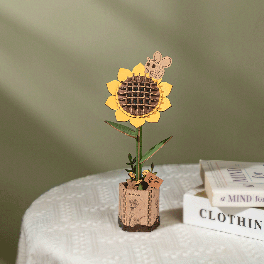 Rowood Wooden Flowers DIY Kit med Färdiga Färger Träblommor i Bukett