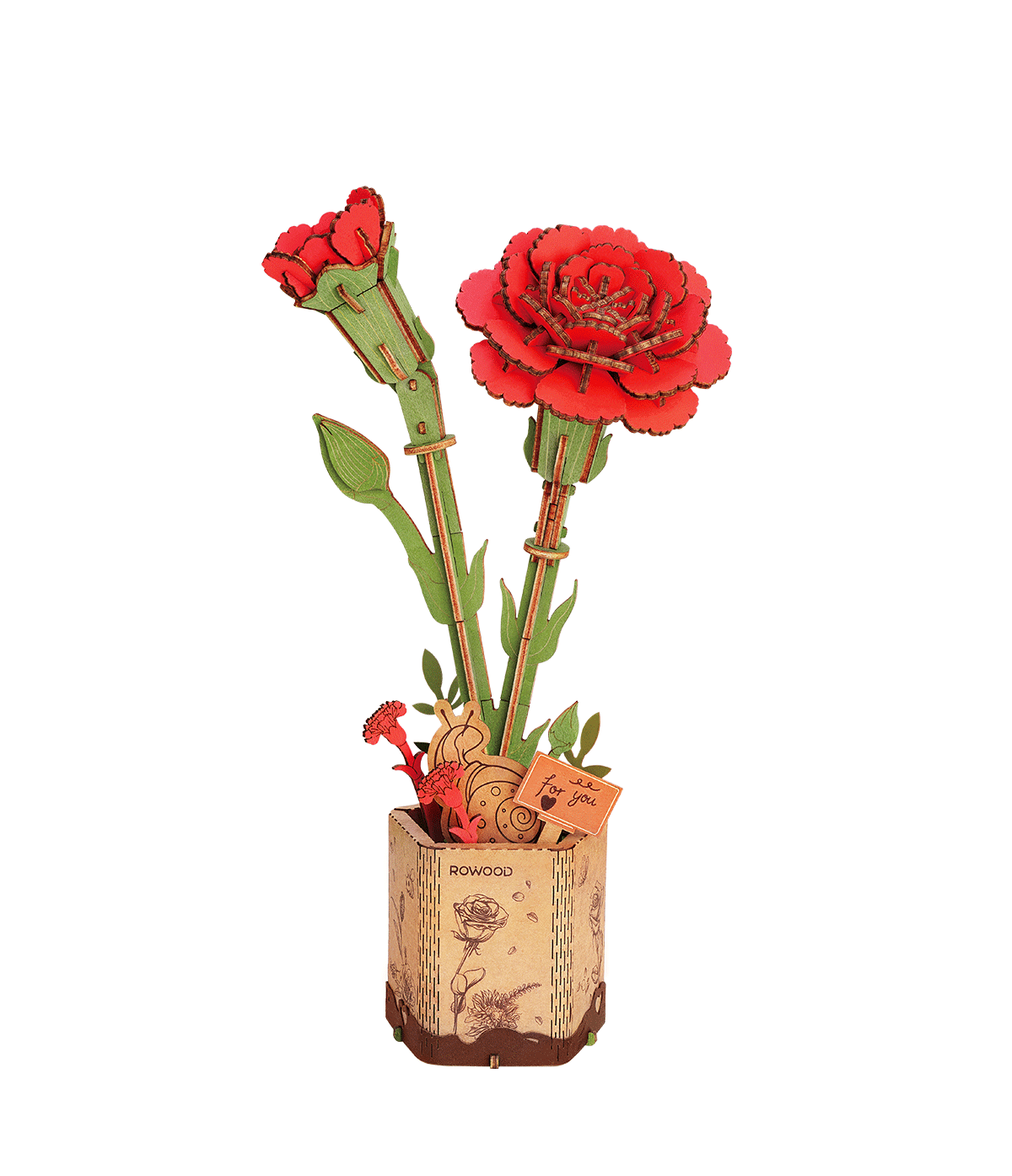 Rowood Wooden Flowers DIY Kit med Färdiga Färger Träblommor i Bukett