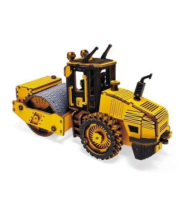 ROKR Road Roller 3D Träpussel Rolig Byggsats för Barn och Vuxna