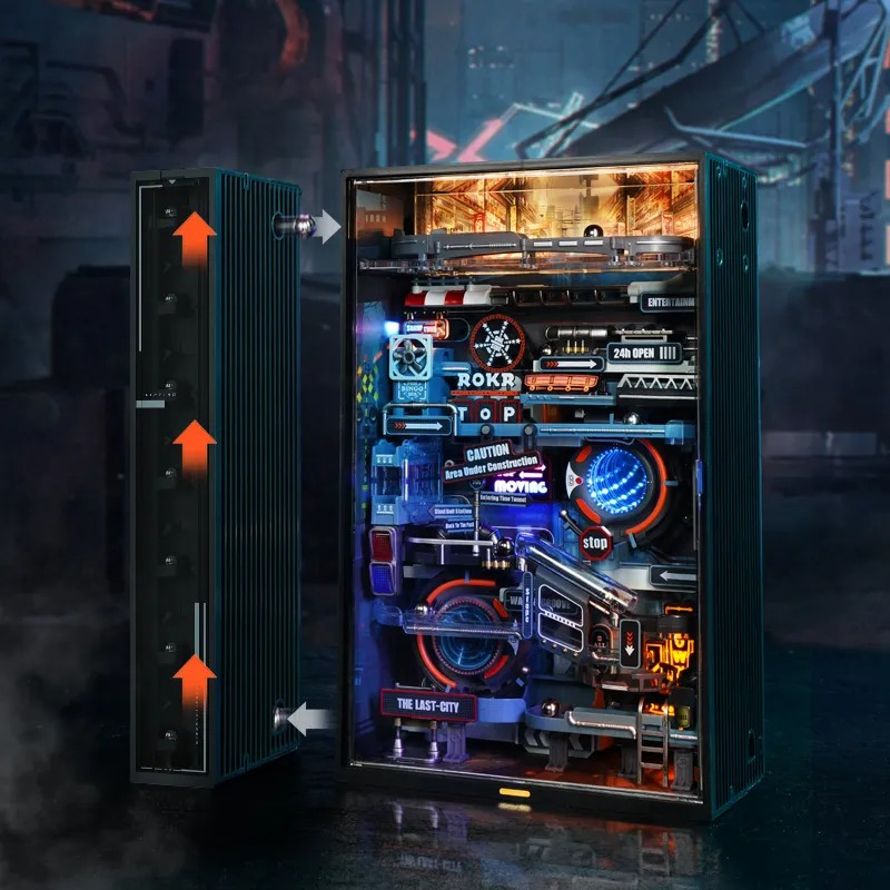 ROKR Marble Run The Last City Cyberpunk Inspired 3D DIY Marble Run with Neon Lights