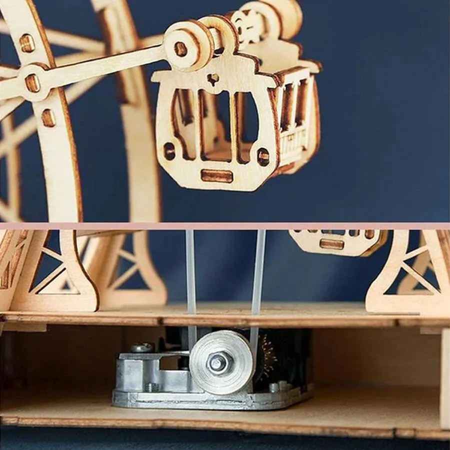Rolife Ferris Wheel Music Box DIY 3D Speldosa i Trä med Roterande Pariserhjul
