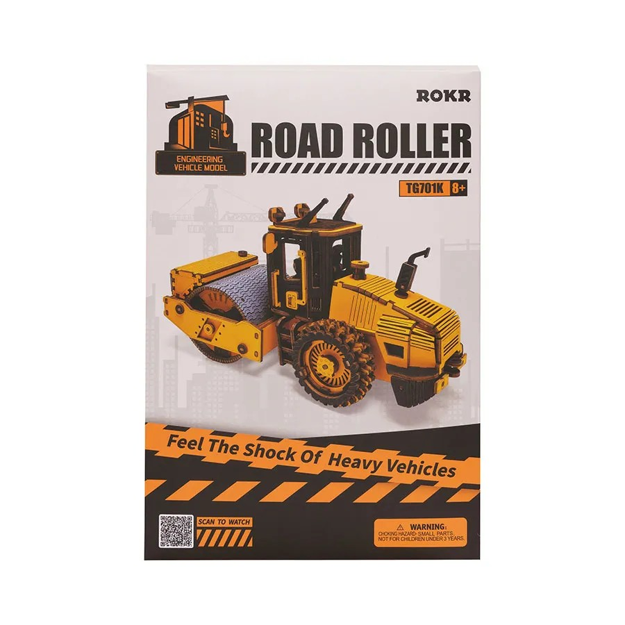 ROKR Road Roller 3D Träpussel Rolig Byggsats för Barn och Vuxna