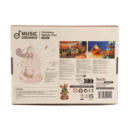 ROLIFE Christmas Melody Tree Mechanical Music Box 3D Wooden Puzzle AMS01