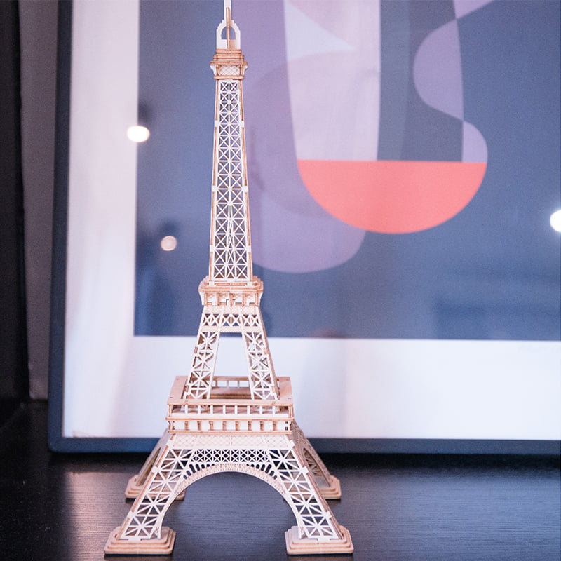 Rolife Eiffel Tower 3D Träpussel Bygg din egen miniatyrmodell av Eiffeltornet