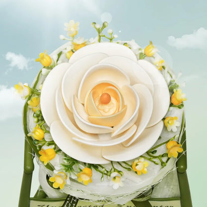 ROKR White Camellia 3D DIY Pusselblomma i Trä