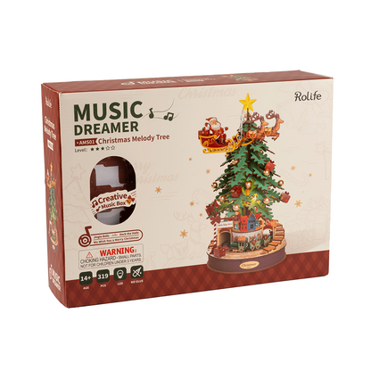 ROLIFE Christmas Melody Tree Mechanical Music Box 3D Wooden Puzzle AMS01
