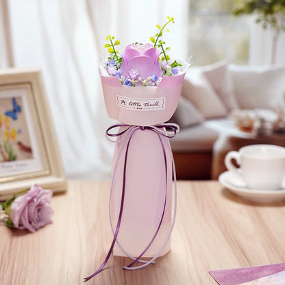 ROKR Purple Rose DIY Bukett Vit Camellia 3D Pussel Modell