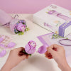 ROKR Purple Rose DIY Bukett Vit Camellia 3D Pussel Modell
