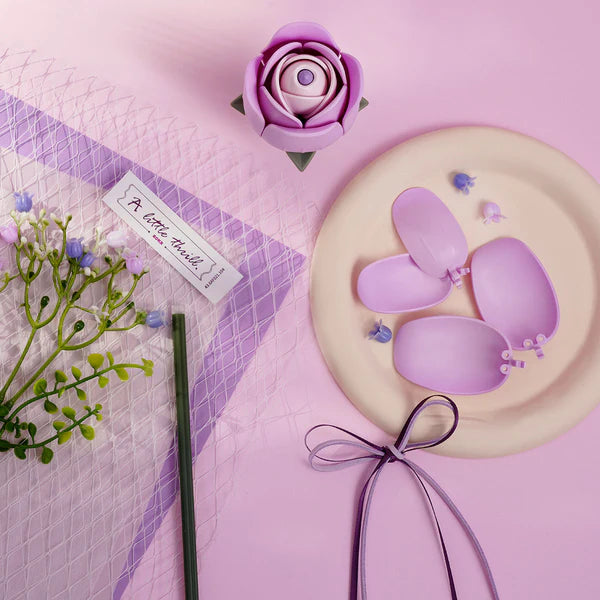 ROKR Purple Rose DIY Bukett Vit Camellia 3D Pussel Modell
