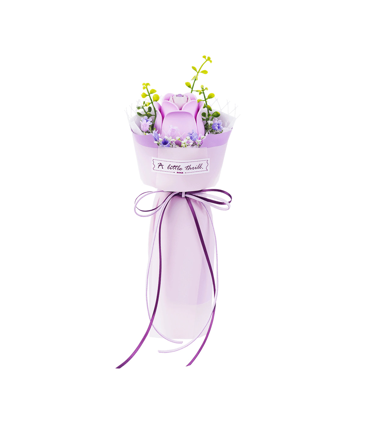 ROKR Purple Rose DIY Bukett Vit Camellia 3D Pussel Modell