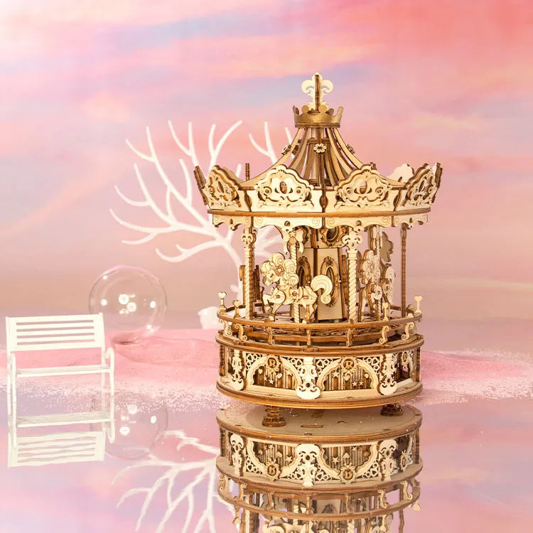 ROKR Romantic Carousel DIY 3D Träpussel & Speldosa