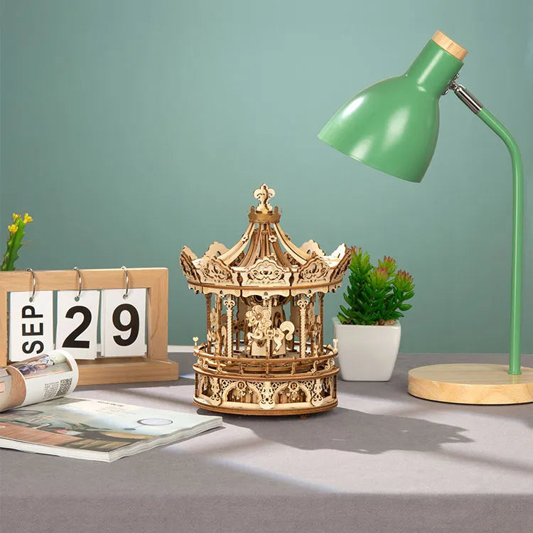 ROKR Romantic Carousel DIY 3D Träpussel & Speldosa