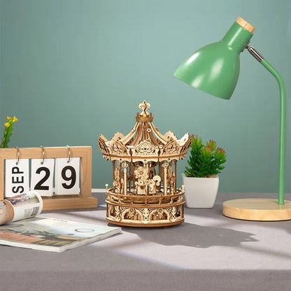 ROKR Romantic Carousel DIY 3D Träpussel & Speldosa