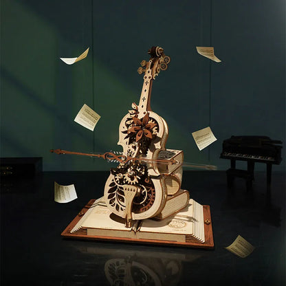 ROKR Magic Cello 3D Träpussel Speldosa med Cello Melodi