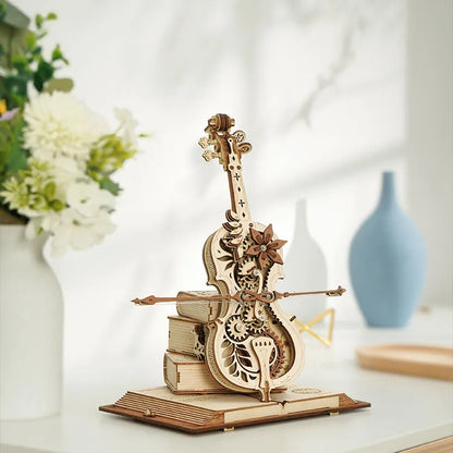 ROKR Magic Cello 3D Träpussel Speldosa med Cello Melodi