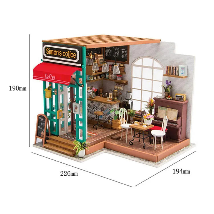 Rolife Simon’s Coffee DIY Miniature Dollhouse Simon's Coffee Charmiga Lilla Kafé