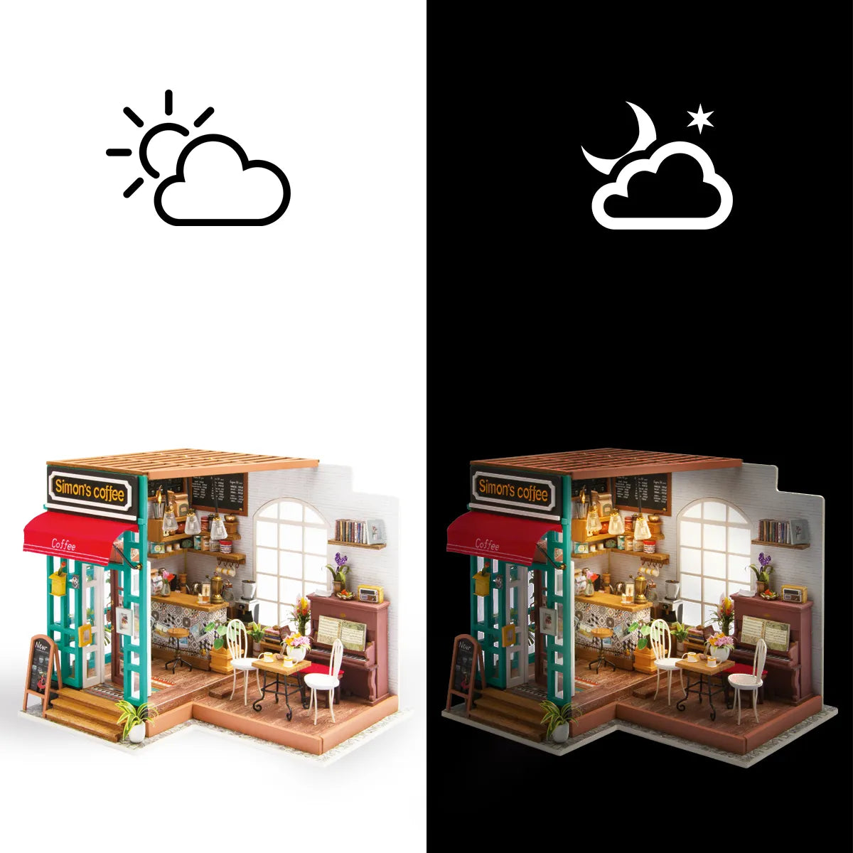 Rolife Simon’s Coffee DIY Miniature Dollhouse Simon's Coffee Charmiga Lilla Kafé
