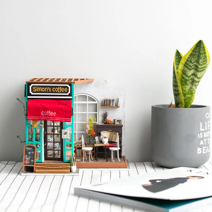 Rolife Simon’s Coffee DIY Miniature Dollhouse Simon's Coffee Charmiga Lilla Kafé