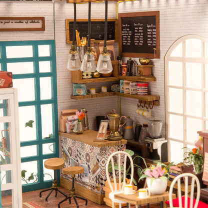 Rolife Simon’s Coffee DIY Miniature Dollhouse Simon's Coffee Charmiga Lilla Kafé