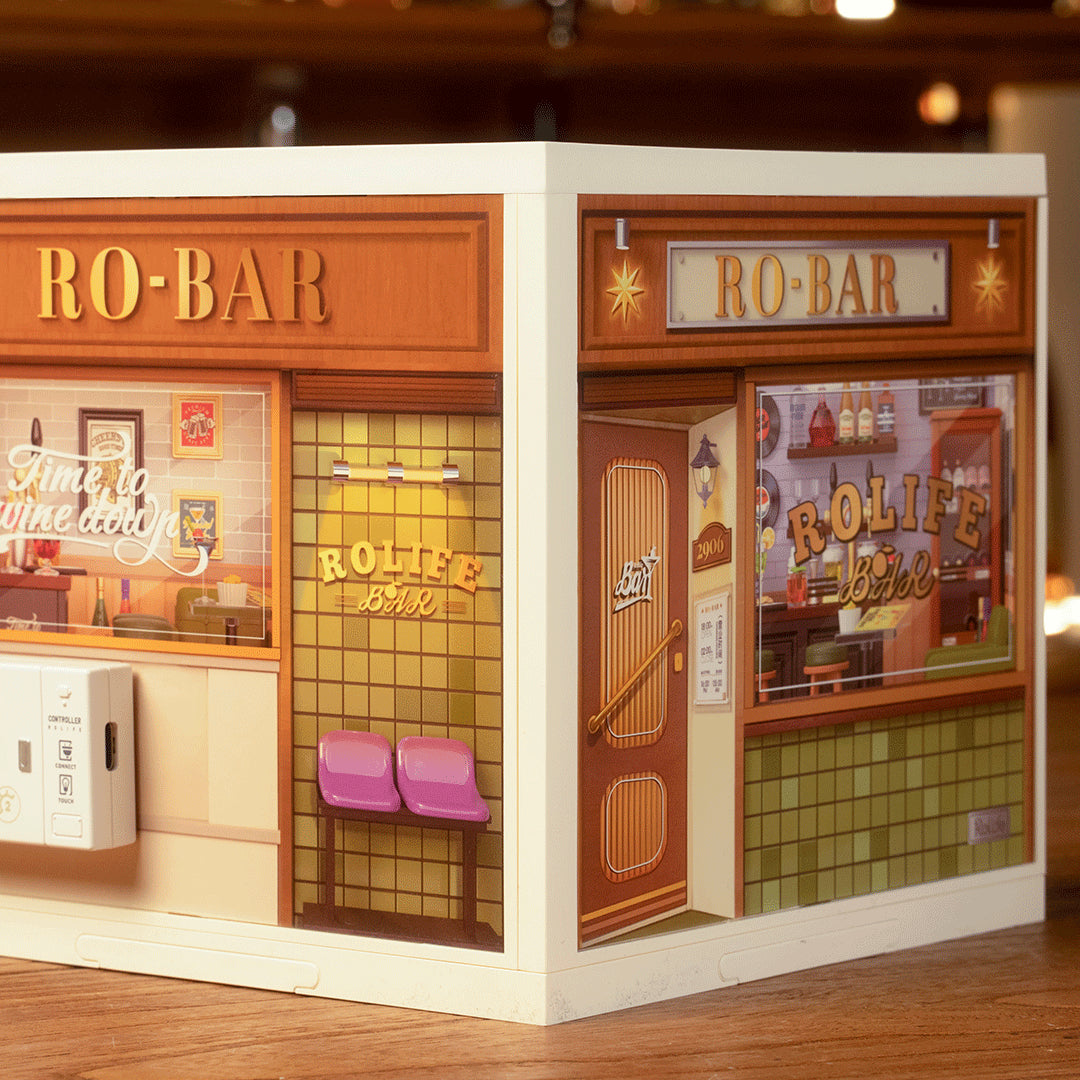 Rolife Leisurely Cheers Bar DIY Miniatyrbar med LED-ljus och Detaljer