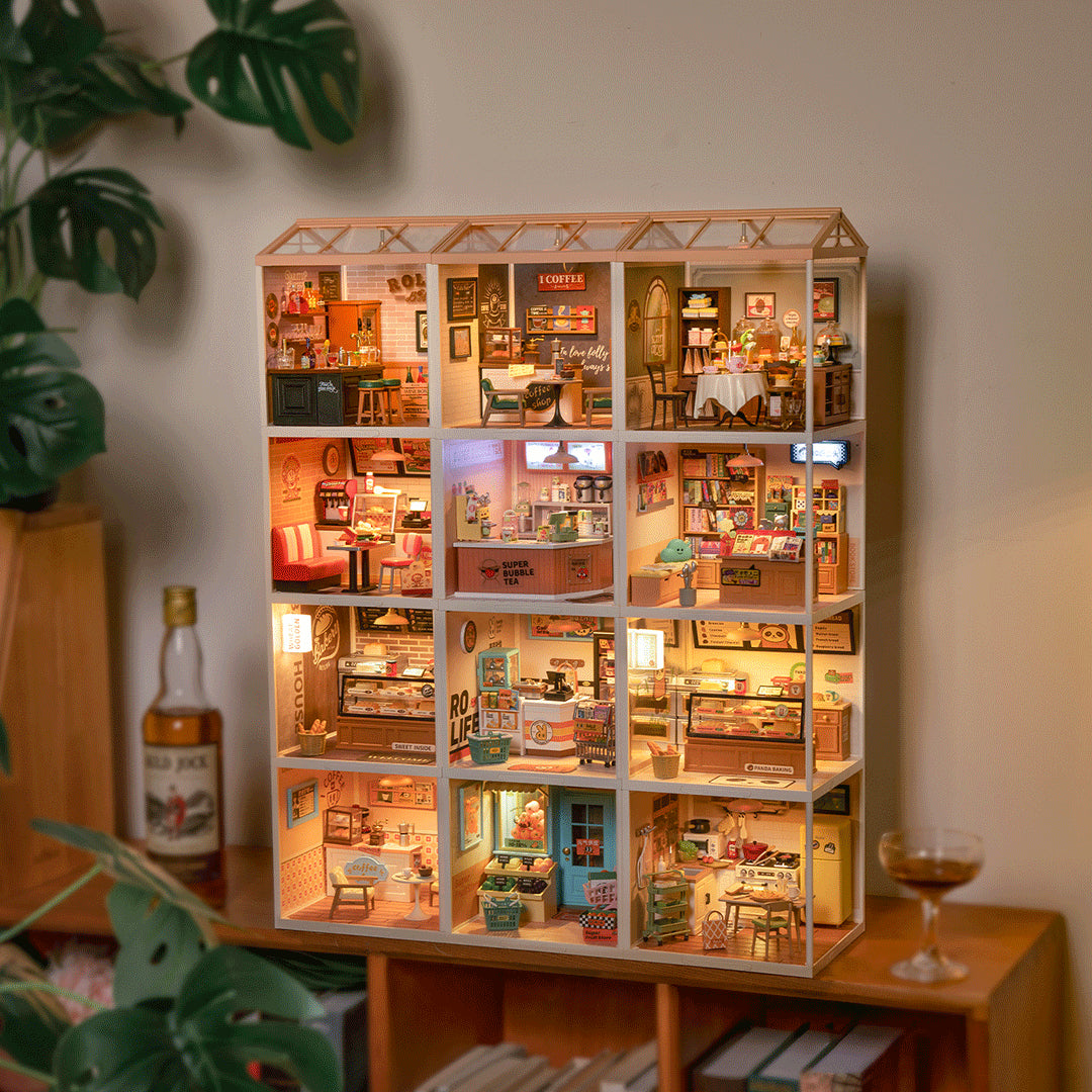 Rolife Leisurely Cheers Bar DIY Miniatyrbar med LED-ljus och Detaljer