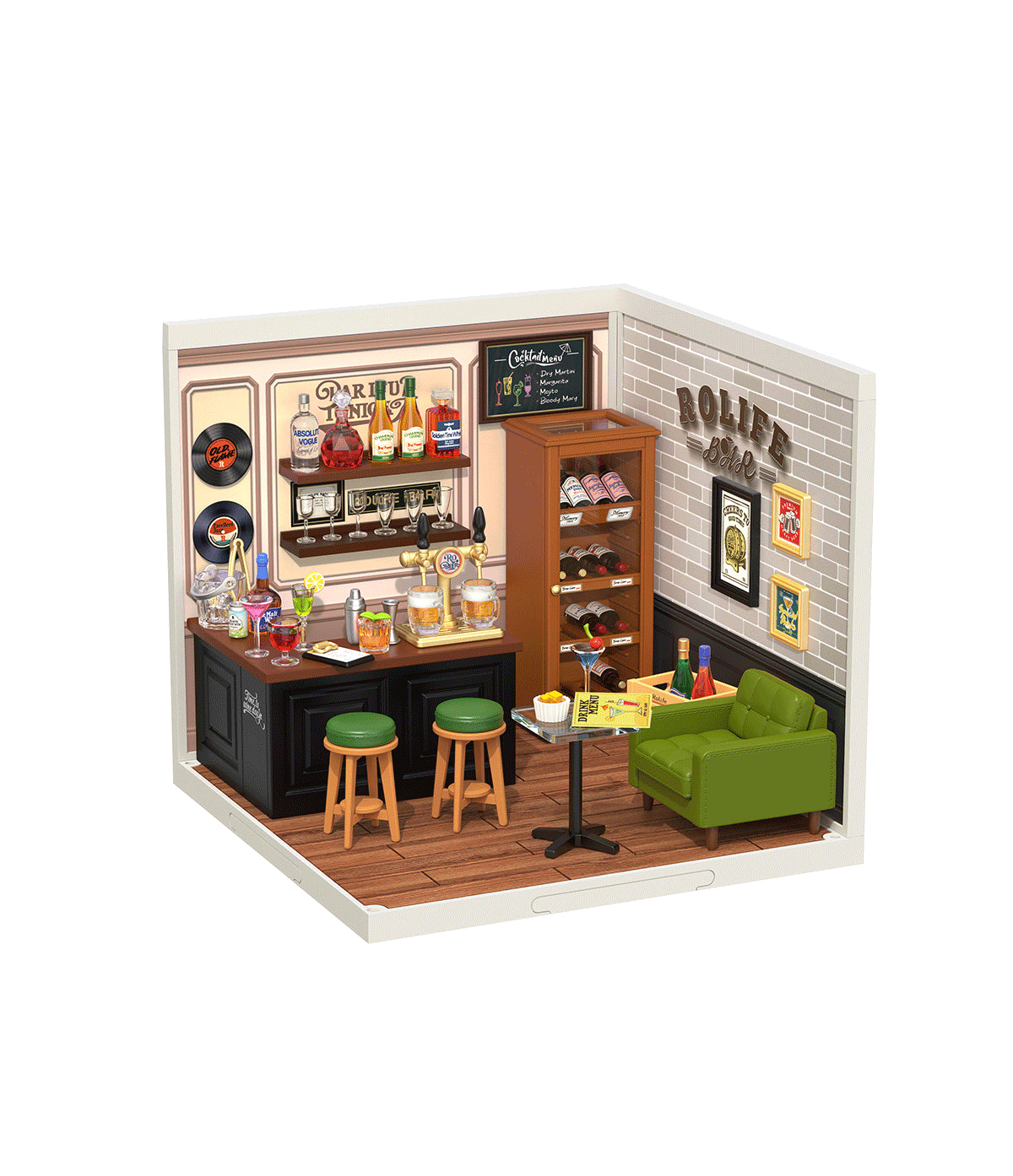 Rolife Leisurely Cheers Bar DIY Miniatyrbar med LED-ljus och Detaljer