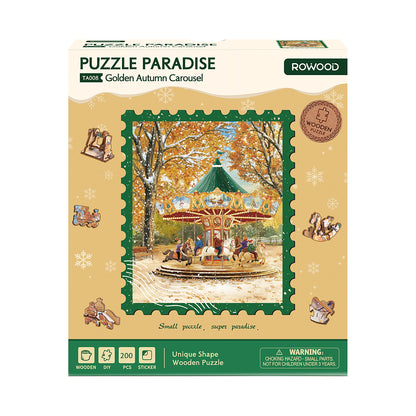 Rowood Golden Autumn Carousel Wooden Jigsaw Puzzle TA008