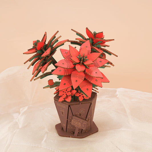 Rowood Poinsettia DIY Wooden Flower 3D Puzzle TF001