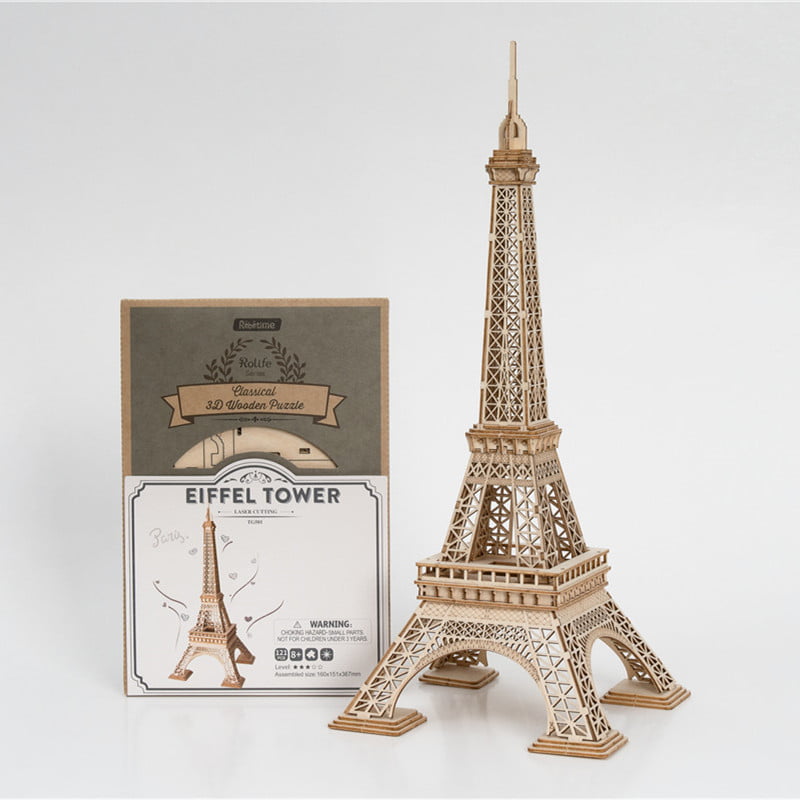 Rolife Eiffel Tower 3D Träpussel Bygg din egen miniatyrmodell av Eiffeltornet