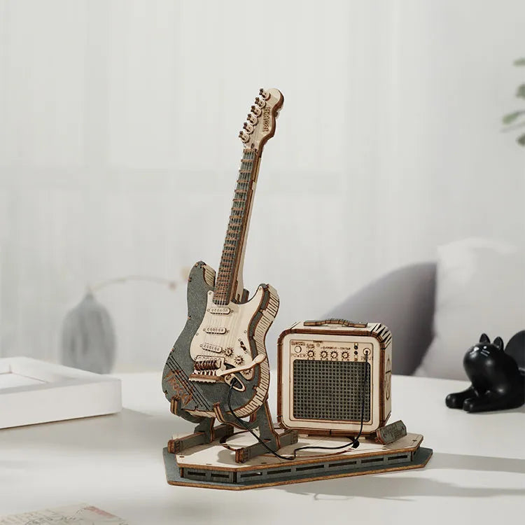 ROKR Electric Guitar 3D Träpussel Byggbar Elgitarrmodell för Musikälskare