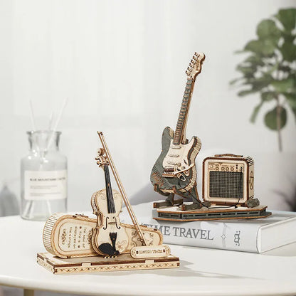 ROKR Electric Guitar 3D Träpussel Byggbar Elgitarrmodell för Musikälskare